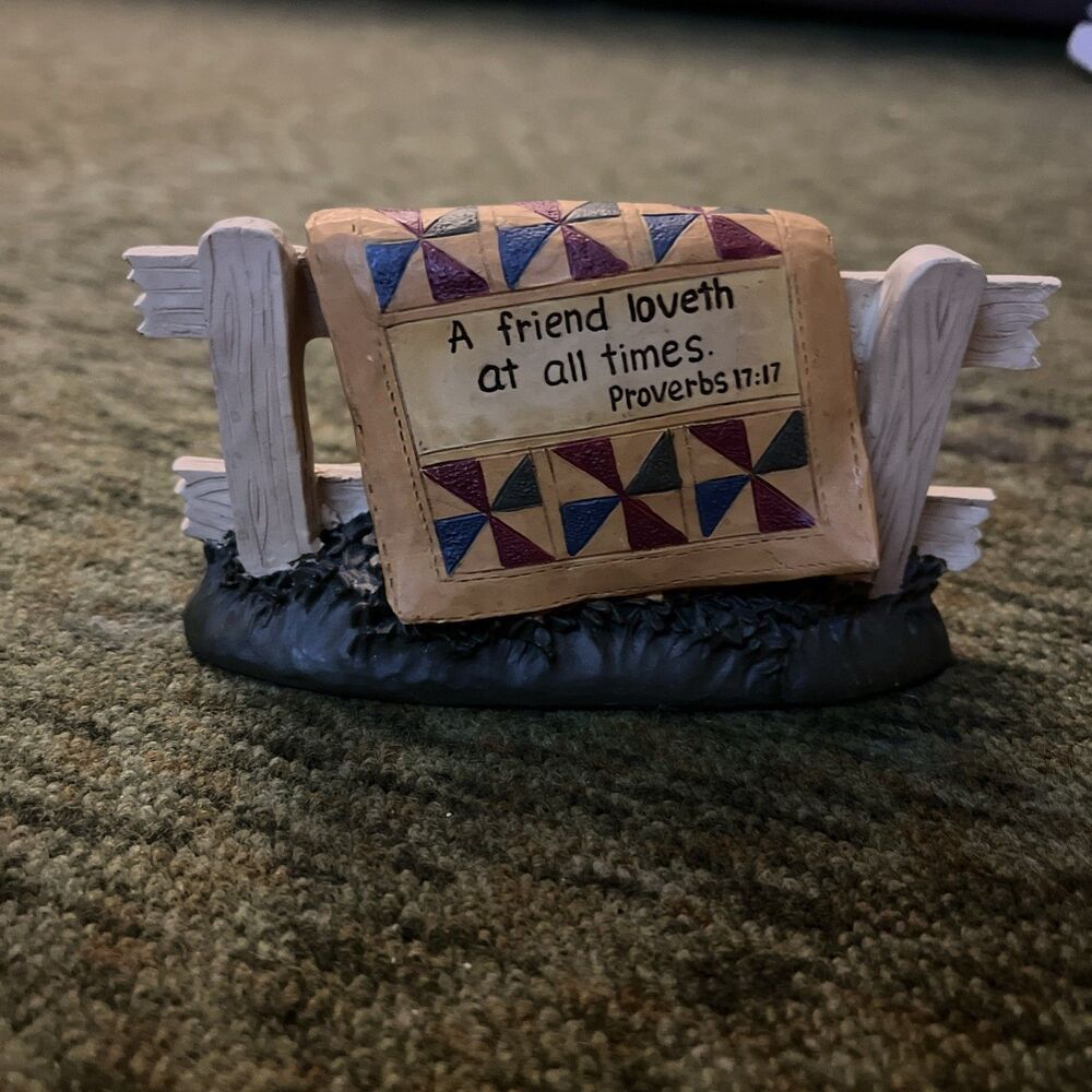 Blossom Bucket Quilt On Garden Fence Figurine Deb Strain
